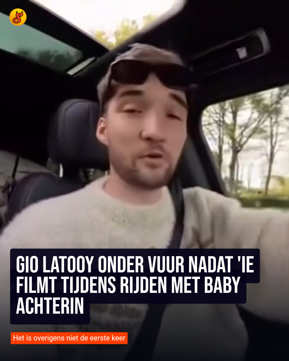 Gio Latooy onder vuur nadat 'ie filmt tijdens rijden met baby achterin