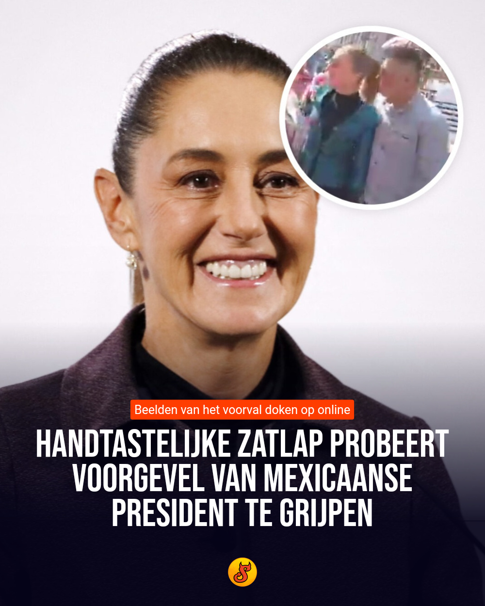 Handtastelijke zatlap probeert voorgevel van Mexicaanse president te grijpen
