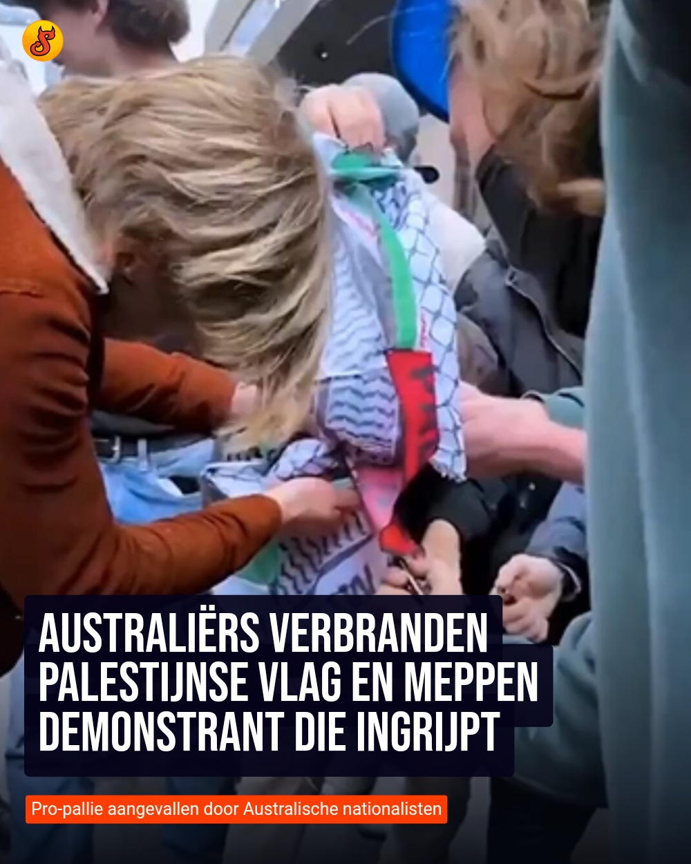 Australiërs verbranden Palestijnse vlag en meppen demonstrant die ingrijpt