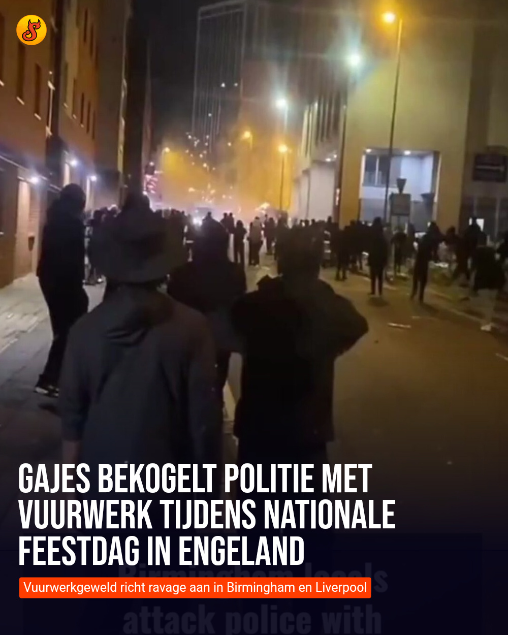 Gajes bekogelt politie met vuurwerk tijdens nationale feestdag in Engeland