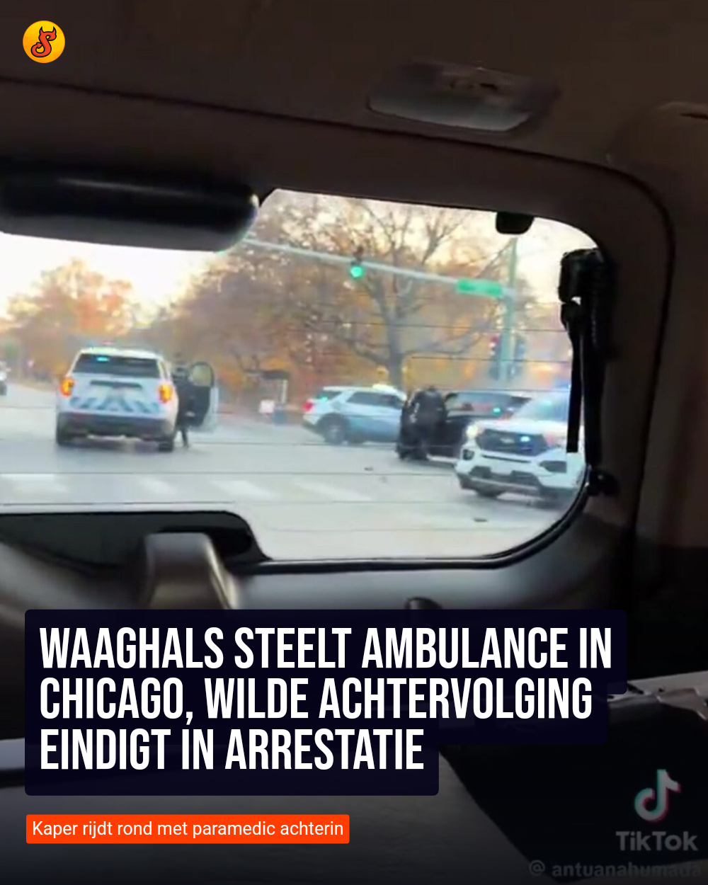 Waaghals steelt ambulance in Chicago, wilde achtervolging eindigt in arrestatie