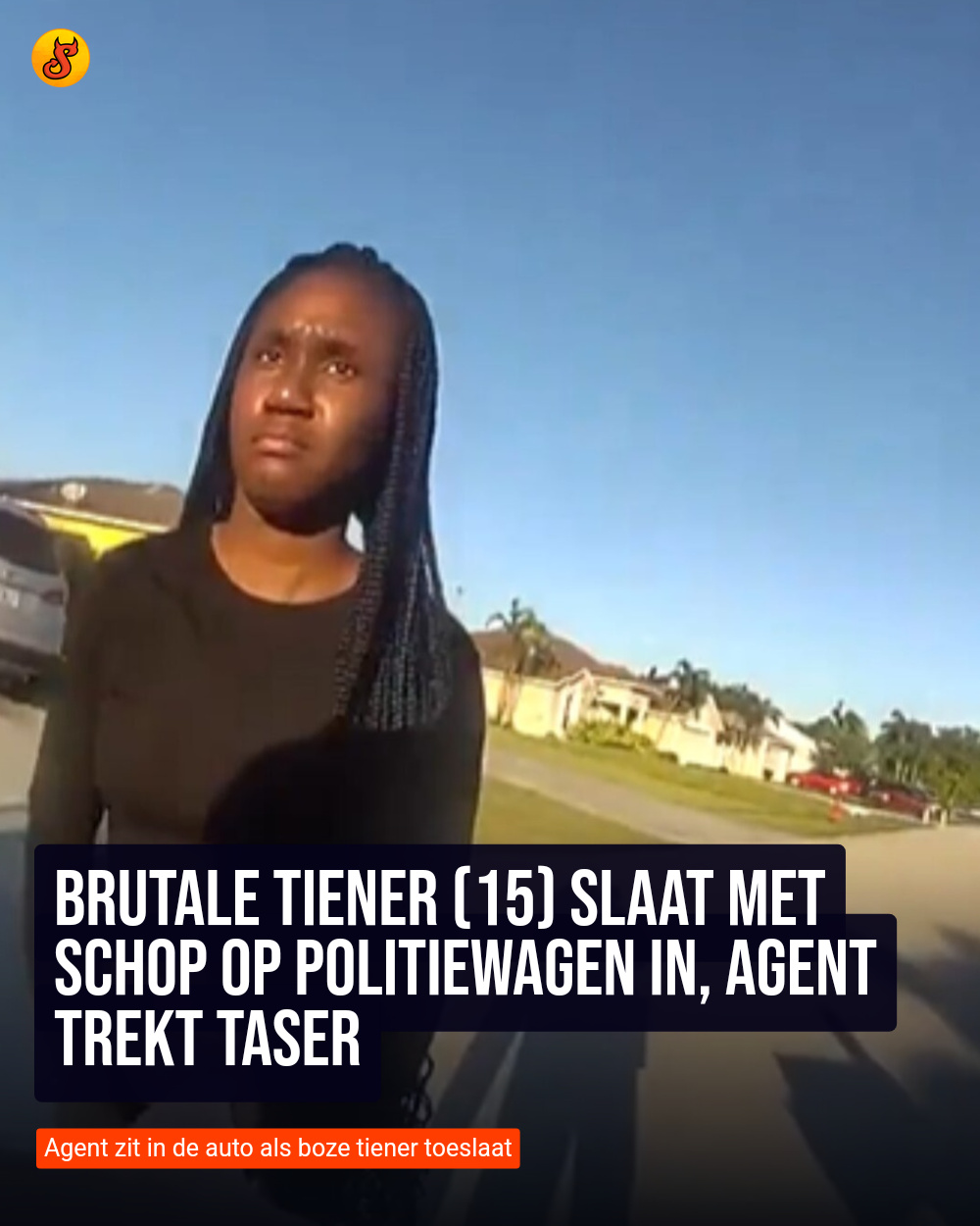Brutale tiener (15) slaat met schop op politiewagen in, agent trekt taser