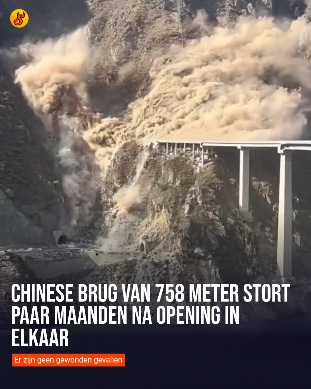 Chinese brug van 758 meter stort paar maanden na opening in elkaar