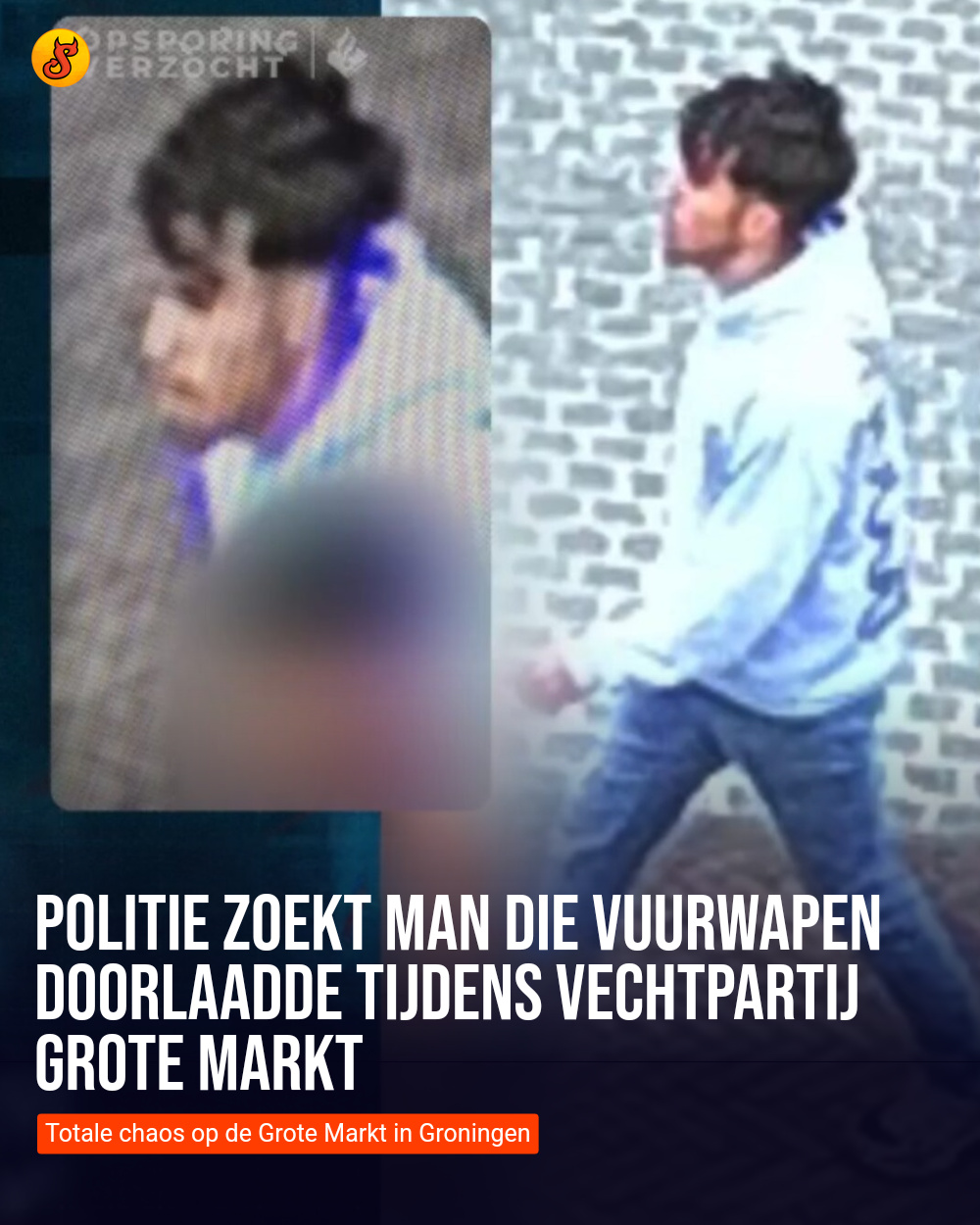 Politie zoekt man die vuurwapen doorlaadde tijdens vechtpartij Grote Markt