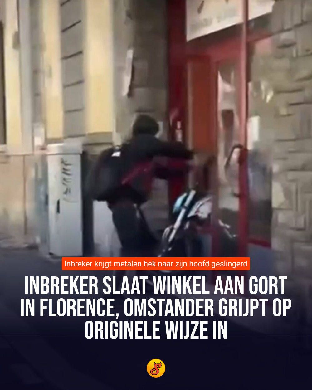 Inbreker slaat winkel aan gort in Florence, omstander grijpt op originele wijze in