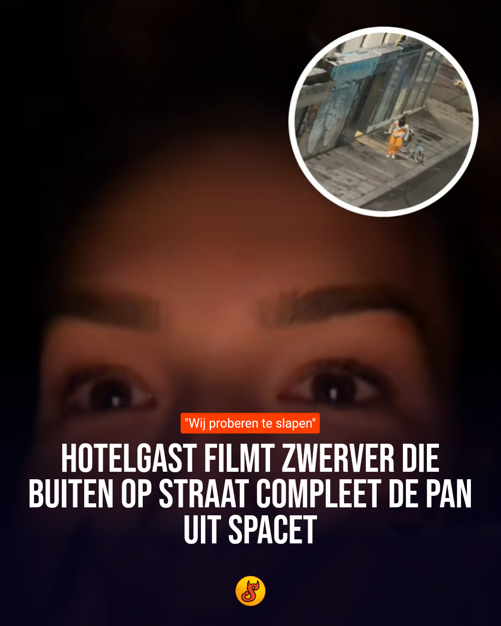 Hotelgast filmt zwerver die buiten op straat compleet de pan uit spacet