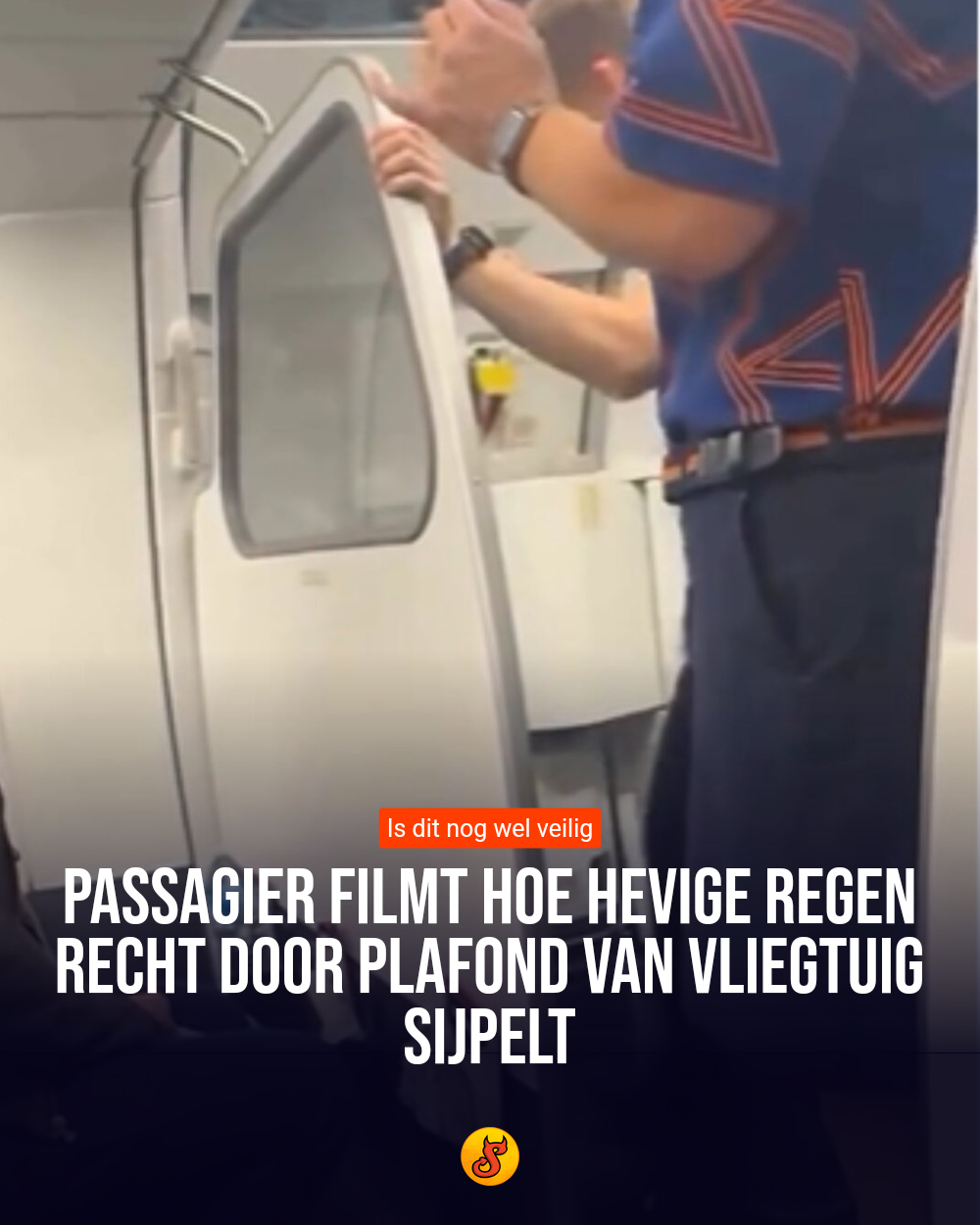 Passagier filmt hoe hevige regen recht door plafond van vliegtuig sijpelt