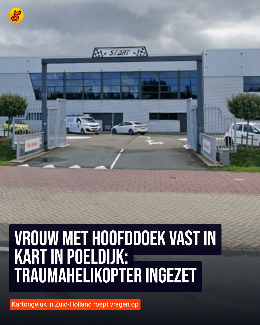 Vrouw met hoofddoek vast in kart in Poeldijk: traumahelikopter ingezet