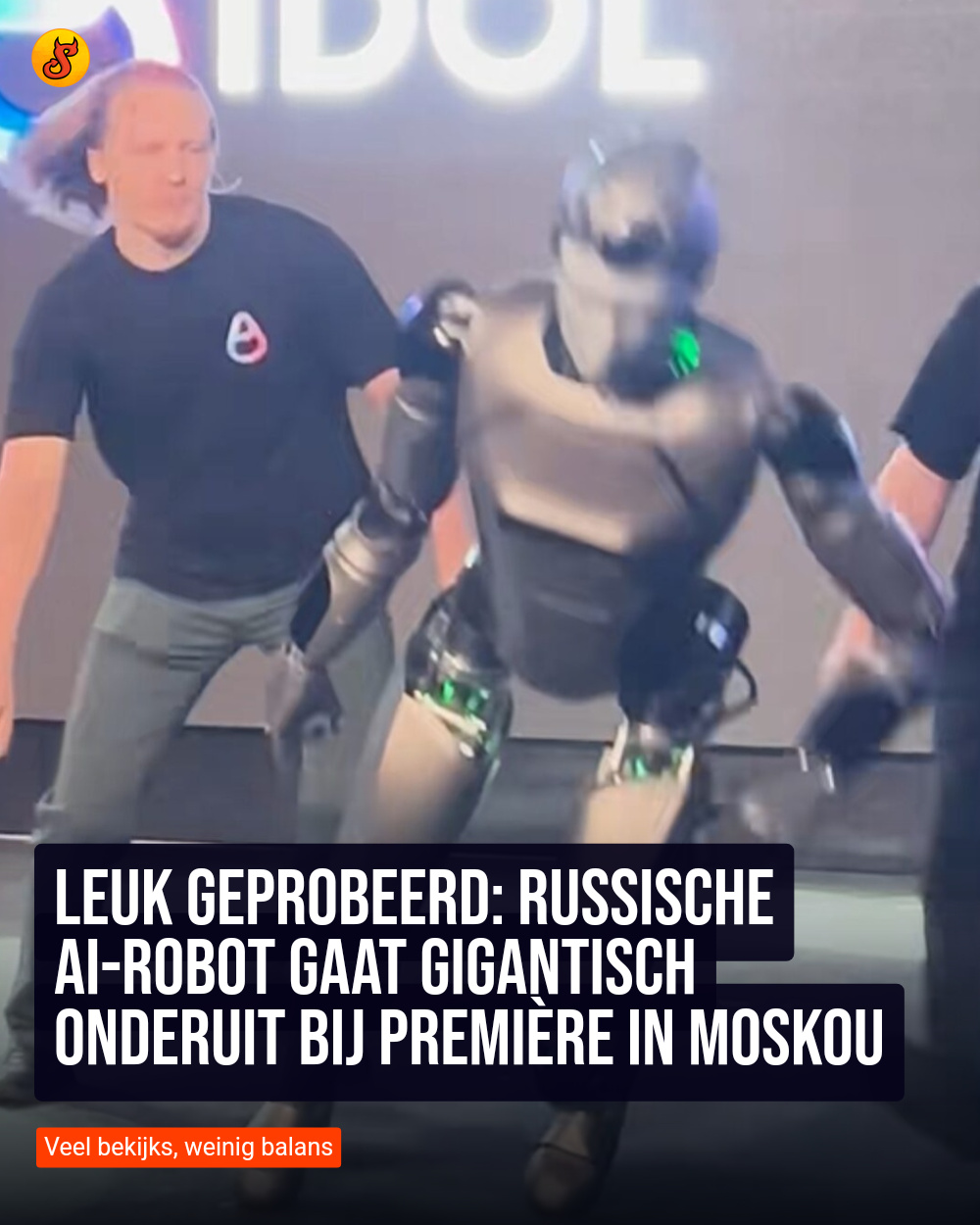 Leuk geprobeerd: Russische AI-robot gaat gigantisch onderuit bij première in Moskou