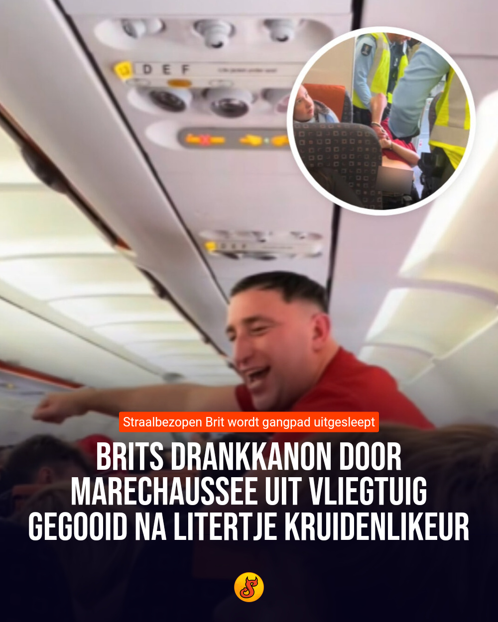 Brits drankkanon door Marechaussee uit vliegtuig gegooid na litertje kruidenlikeur
