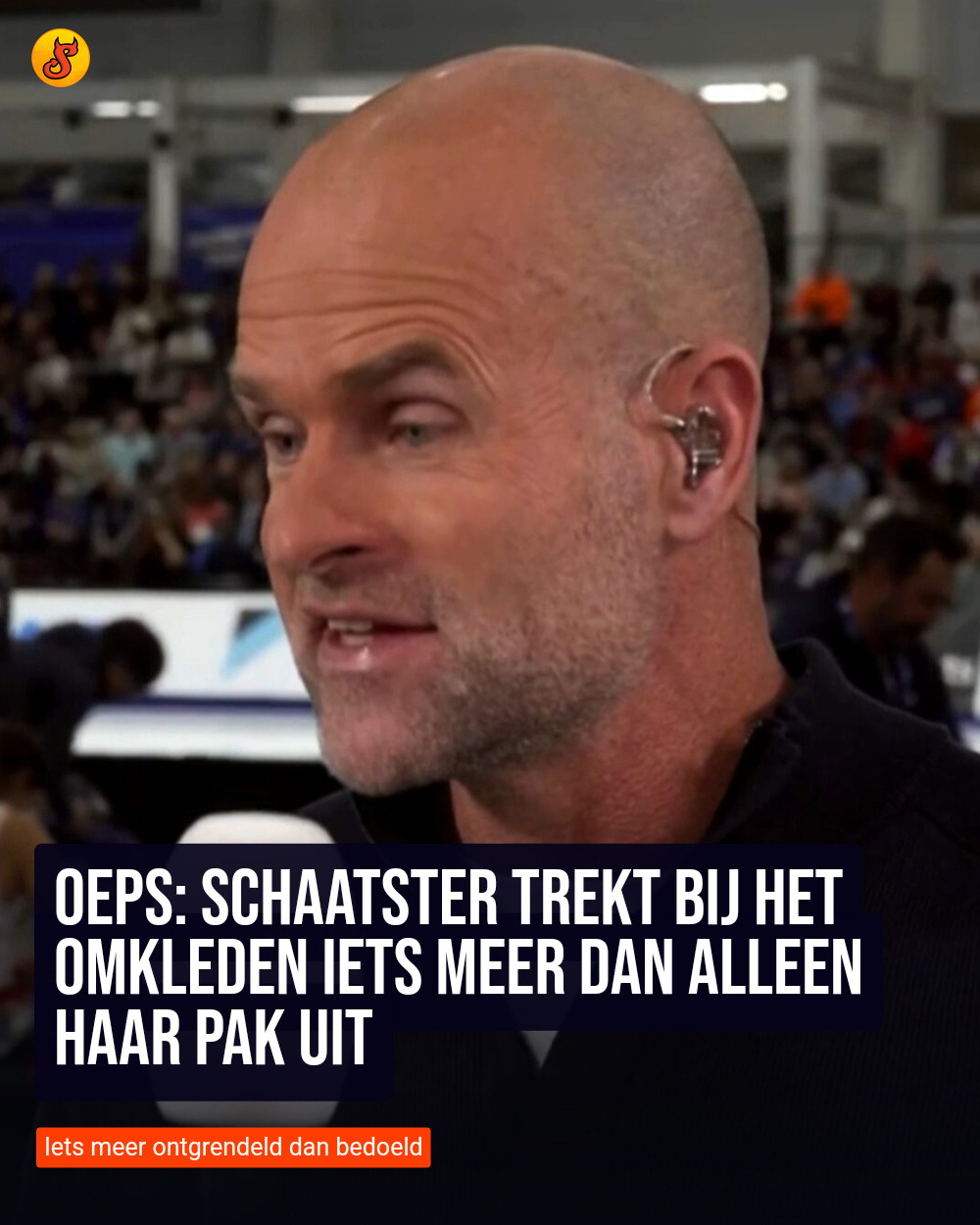 Oeps: Schaatster trekt bij het omkleden iets meer dan alleen haar pak uit