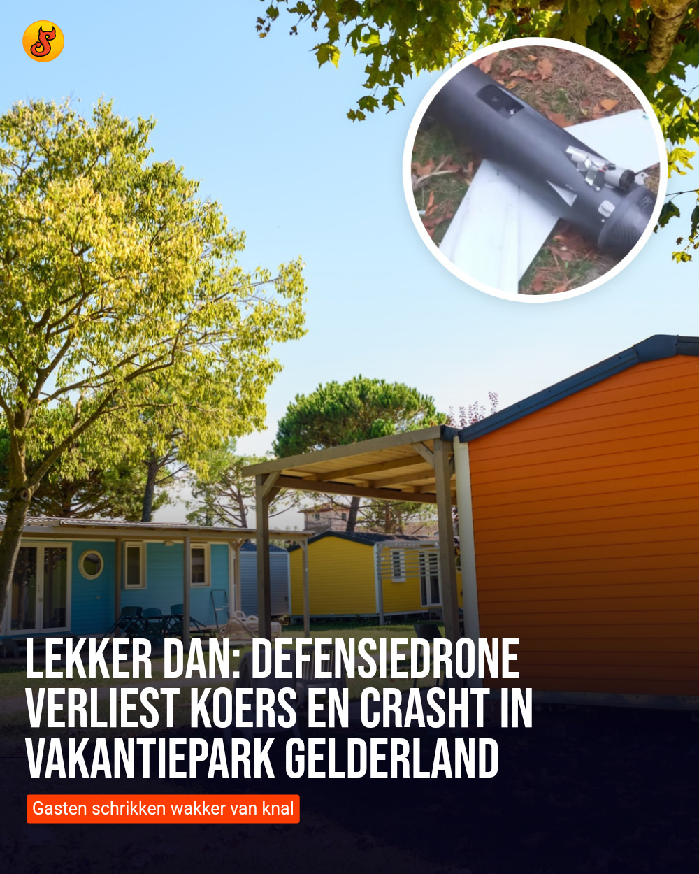 Lekker dan: Defensiedrone verliest koers en crasht in vakantiepark Gelderland
