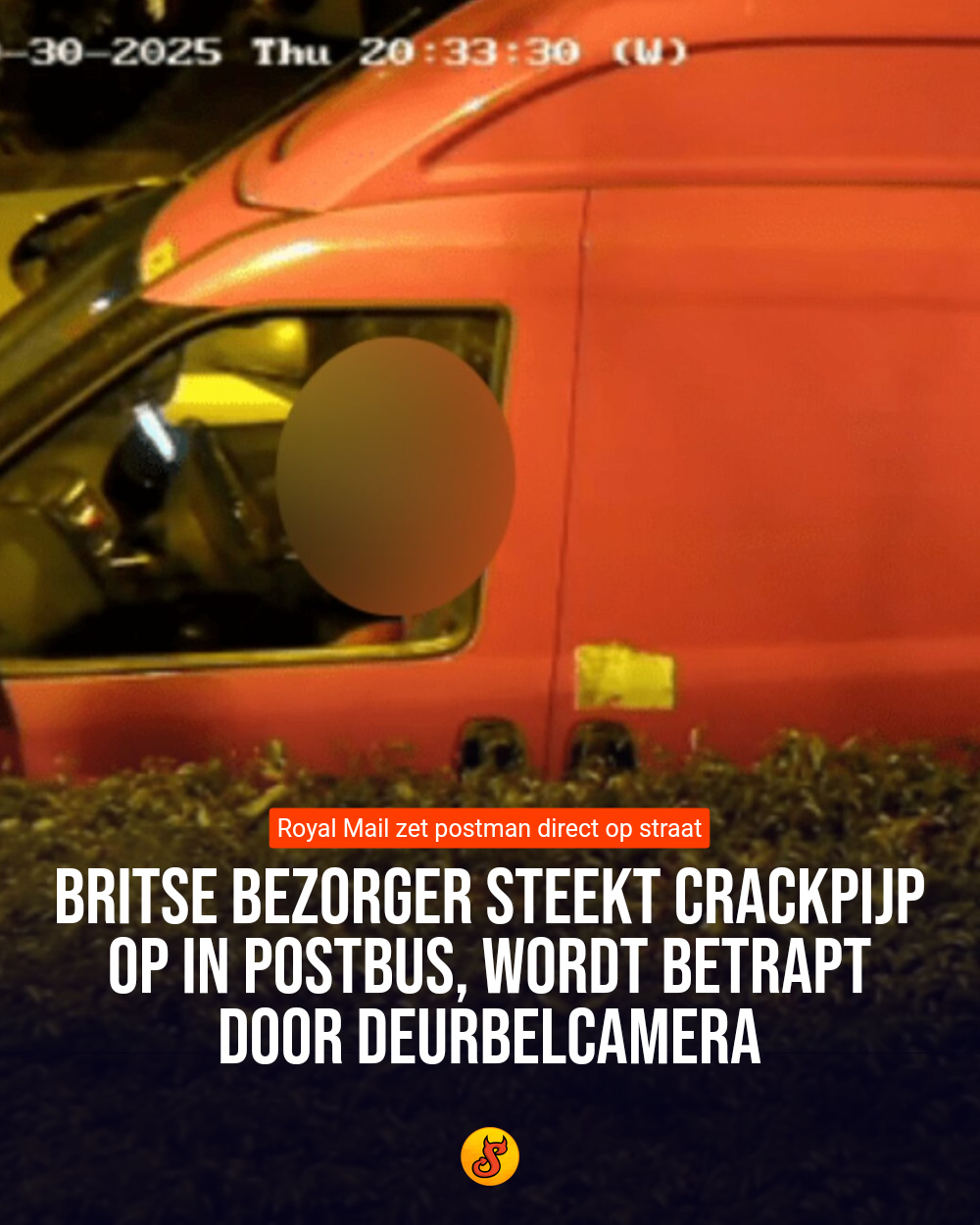 Britse bezorger steekt crackpijp op in postbus, wordt betrapt door deurbelcamera