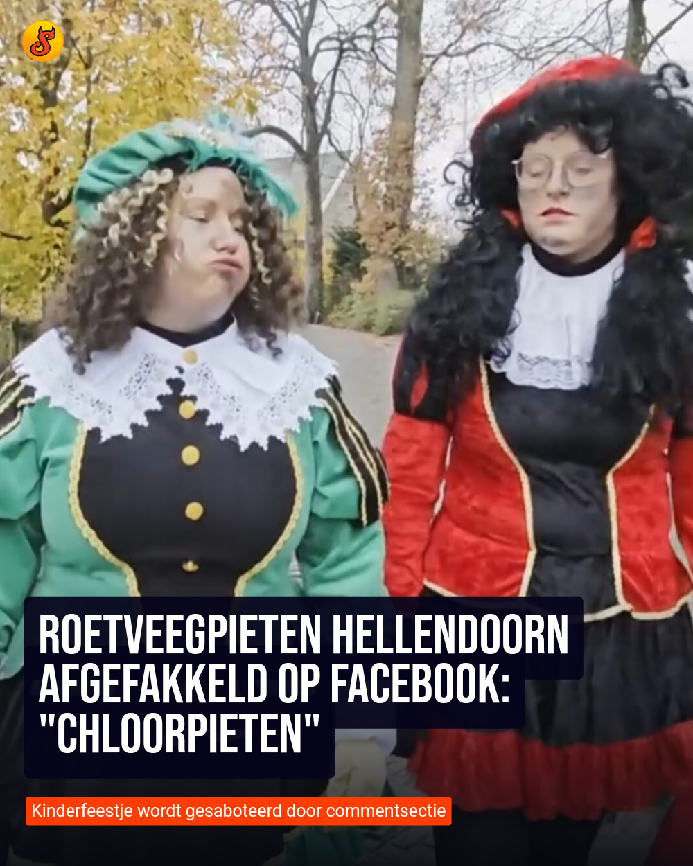 Roetveegpieten Hellendoorn afgefakkeld op Facebook: "chloorpieten"