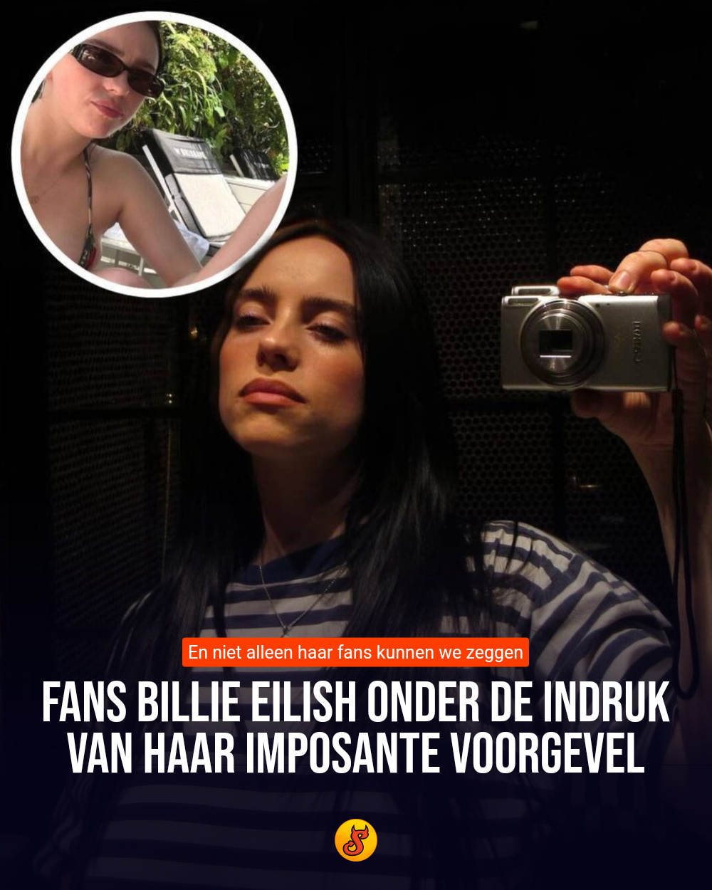Fans Billie Eilish onder de indruk van haar imposante voorgevel