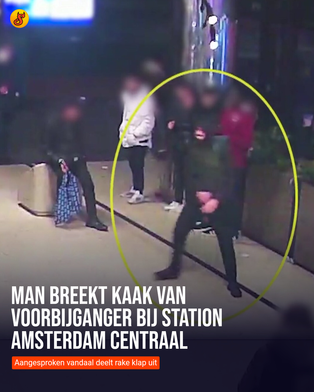Man breekt kaak van voorbijganger bij station Amsterdam Centraal