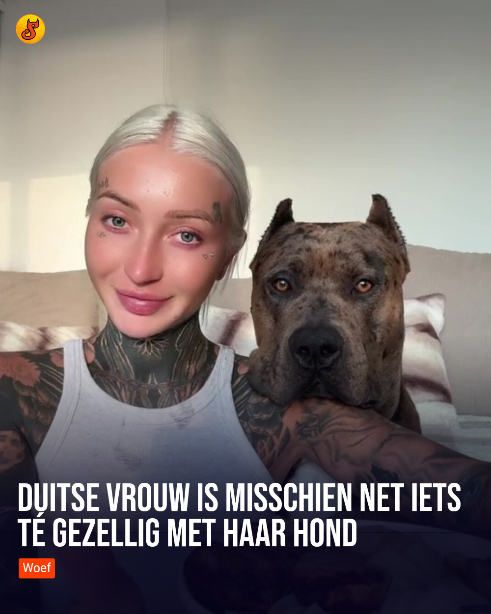 Duitse vrouw is misschien net iets té gezellig met haar hond