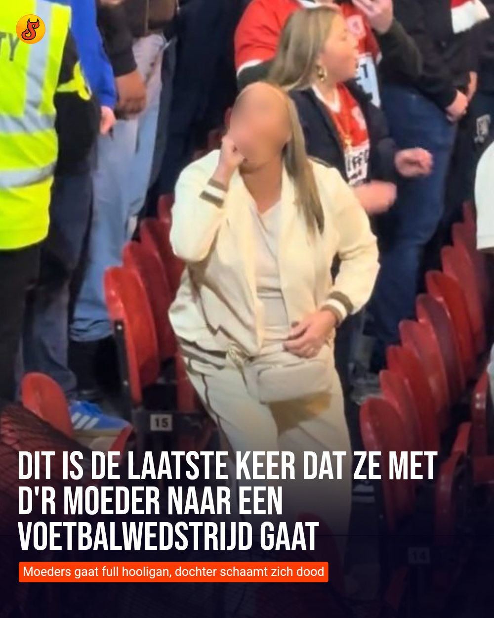 Dit is de laatste keer dat ze met d'r moeder naar een voetbalwedstrijd gaat
