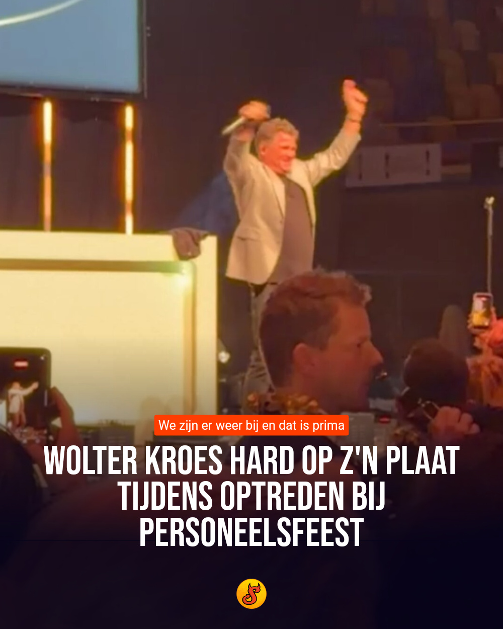 Wolter Kroes hard op z'n plaat tijdens optreden bij personeelsfeest