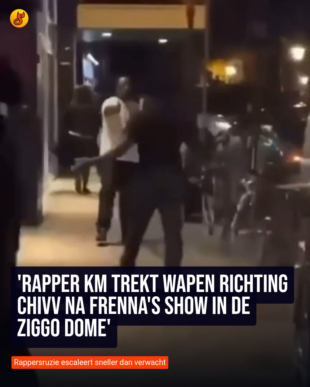 'Rapper KM trekt wapen richting Chivv na Frenna's show in de Ziggo Dome'