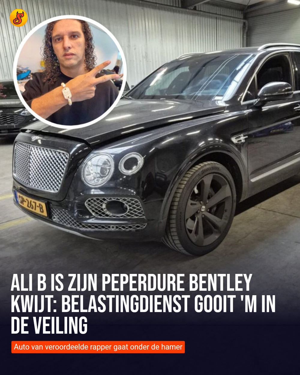 Ali B is zijn peperdure Bentley kwijt: Belastingdienst gooit 'm in de veiling