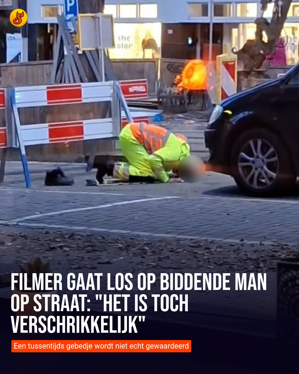 Filmer gaat los op biddende man op straat: "Het is toch verschrikkelijk"
