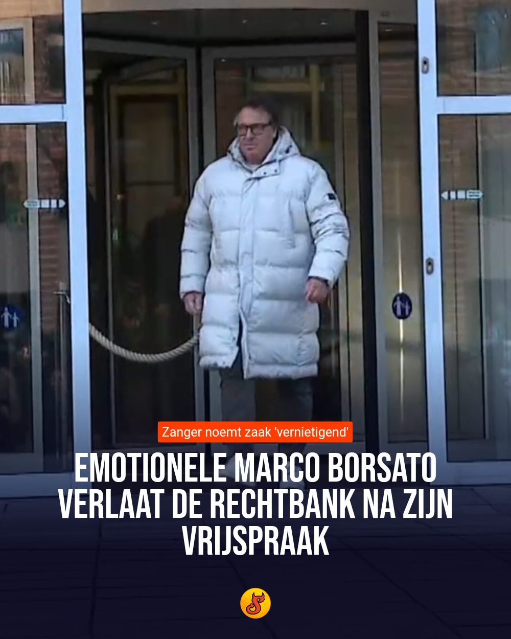 Emotionele Marco Borsato verlaat de rechtbank na zijn vrijspraak