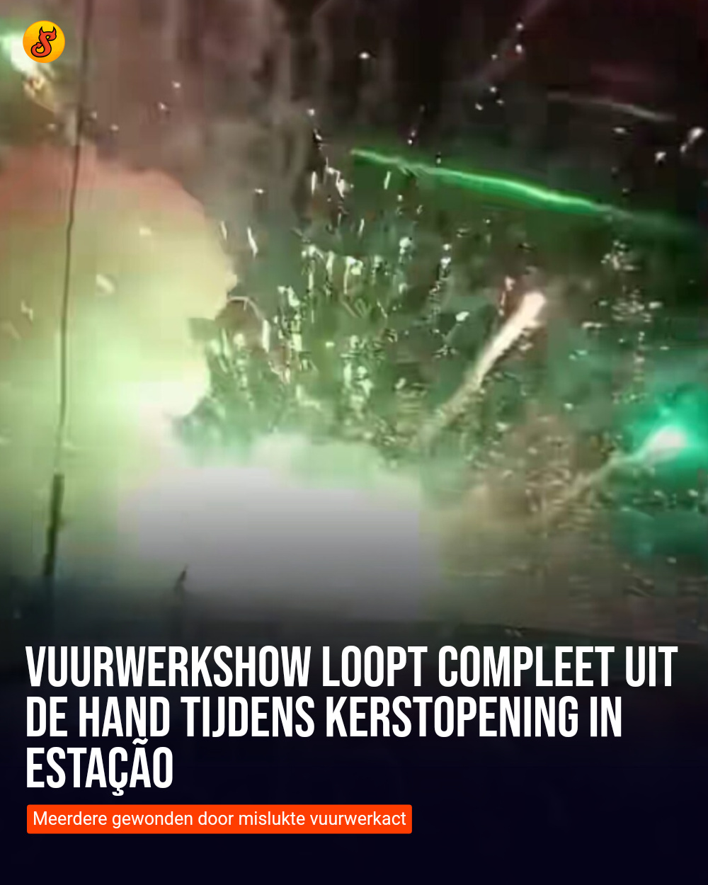 Vuurwerkshow loopt compleet uit de hand tijdens kerstopening in Estação