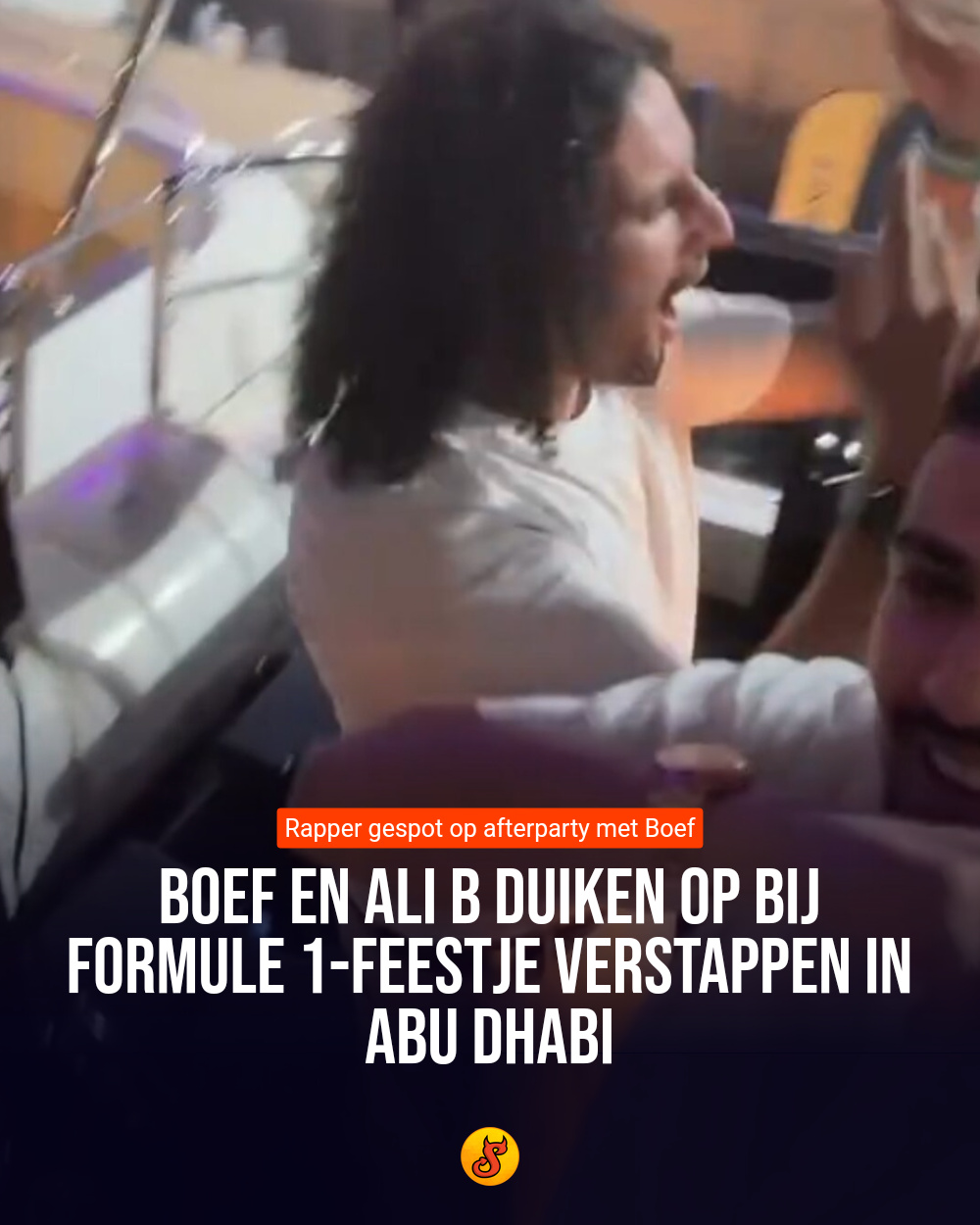 Boef en Ali B duiken op bij Formule 1-feestje Verstappen in Abu Dhabi