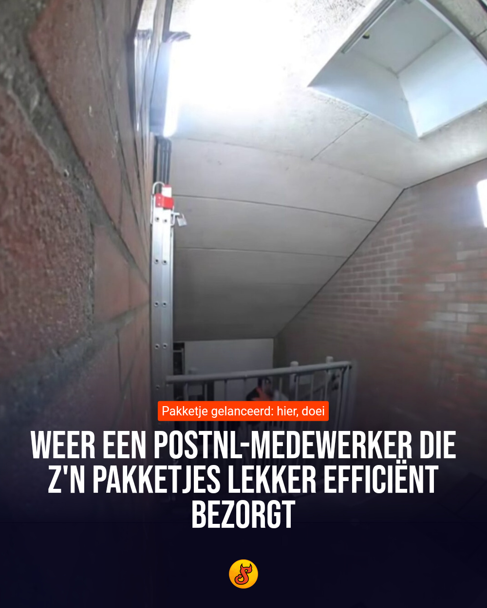 Weer een PostNL-medewerker die z'n pakketjes lekker efficiënt bezorgt
