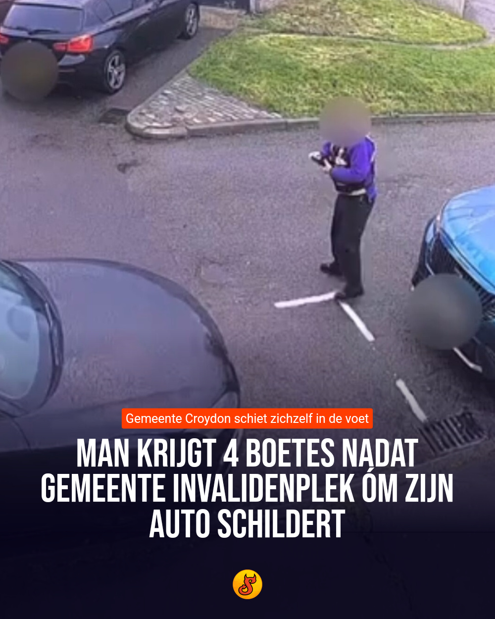 Man krijgt 4 boetes nadat gemeente invalidenplek óm zijn auto schildert
