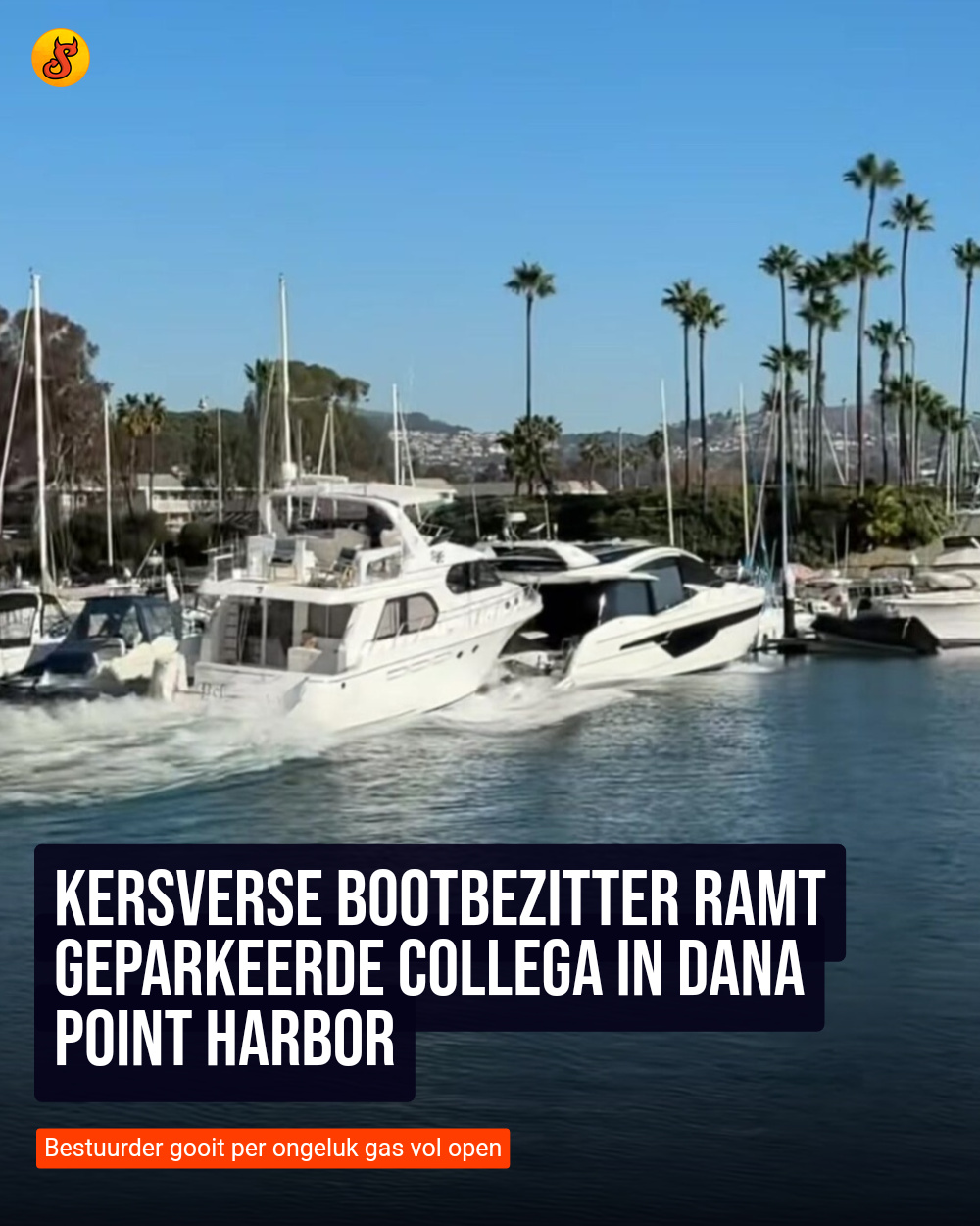 Kersverse bootbezitter ramt geparkeerde collega in Dana Point Harbor