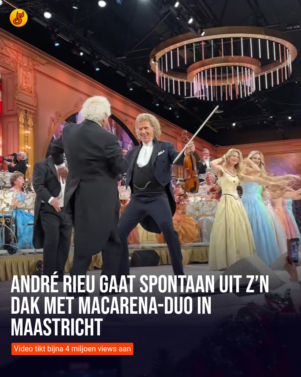 André Rieu gaat spontaan uit z’n dak met Macarena-duo in Maastricht