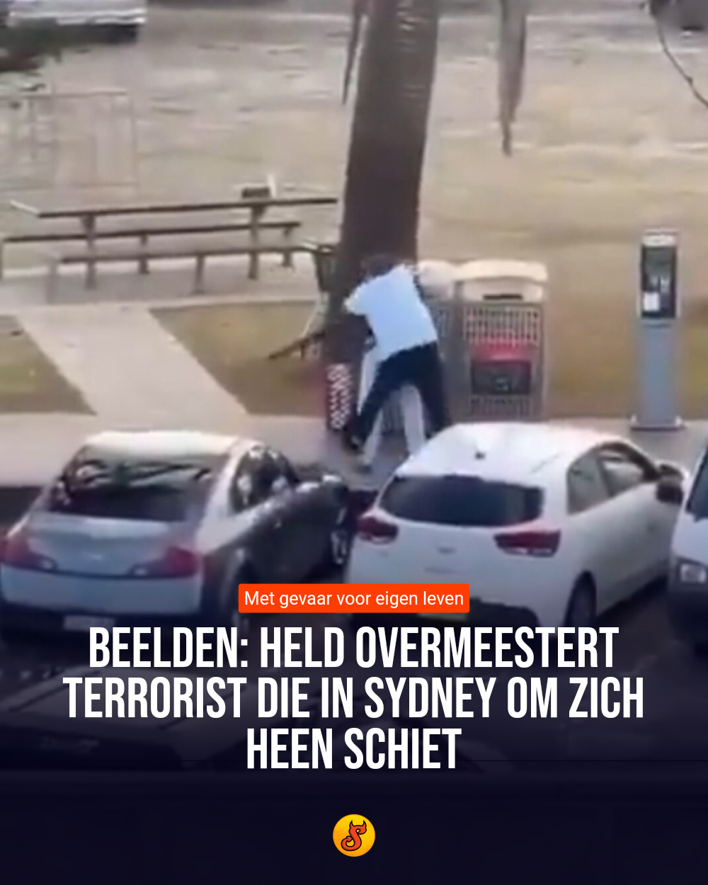 Beelden: Held overmeestert terrorist die in Sydney om zich heen schiet