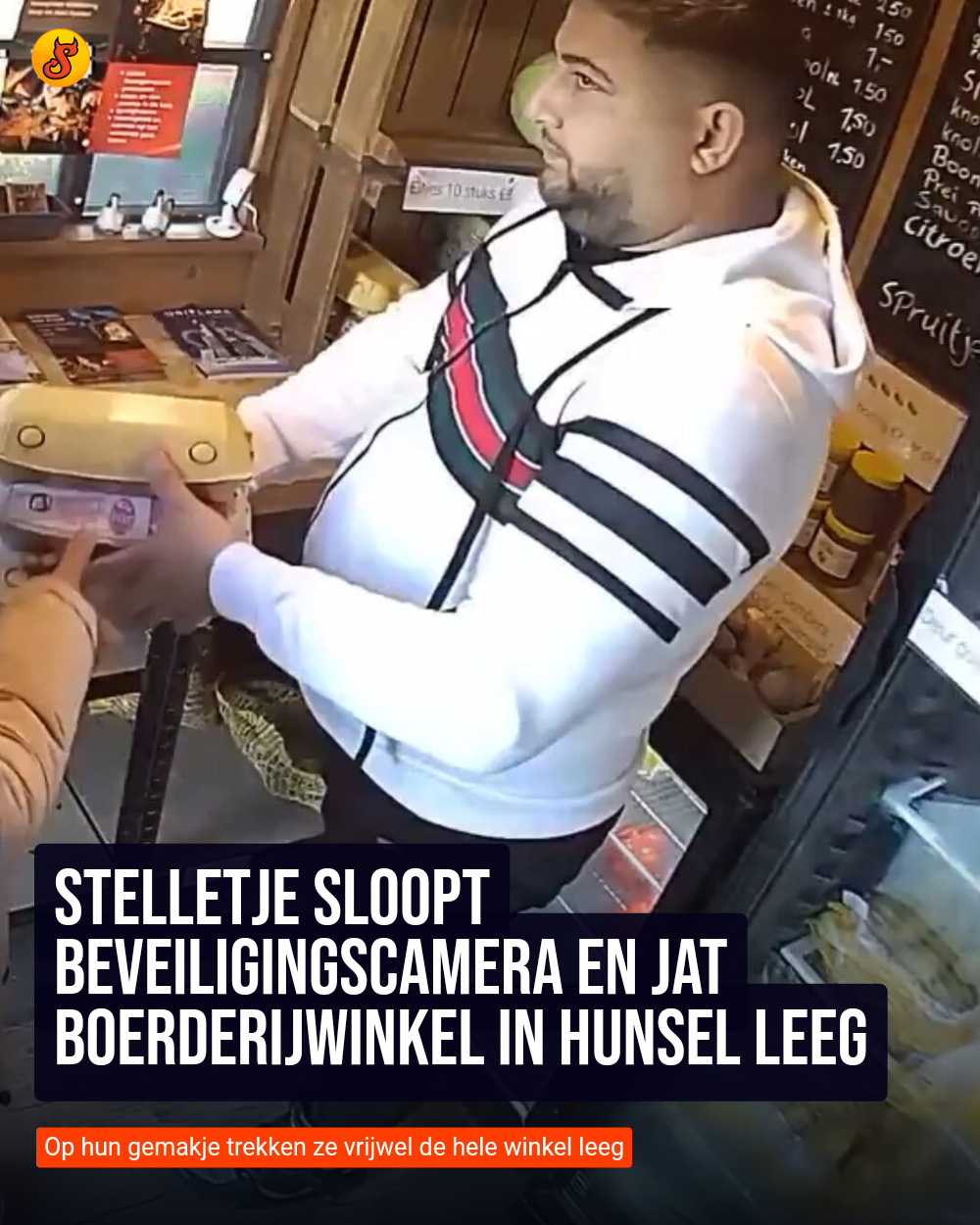 Stelletje sloopt beveiligingscamera en jat boerderijwinkel in Hunsel leeg