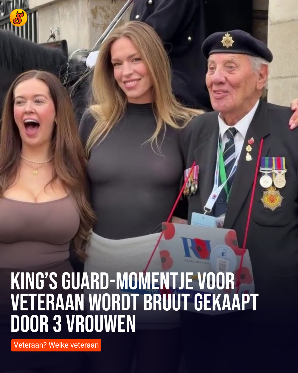 King’s Guard-momentje voor veteraan wordt bruut gekaapt door 3 vrouwen
