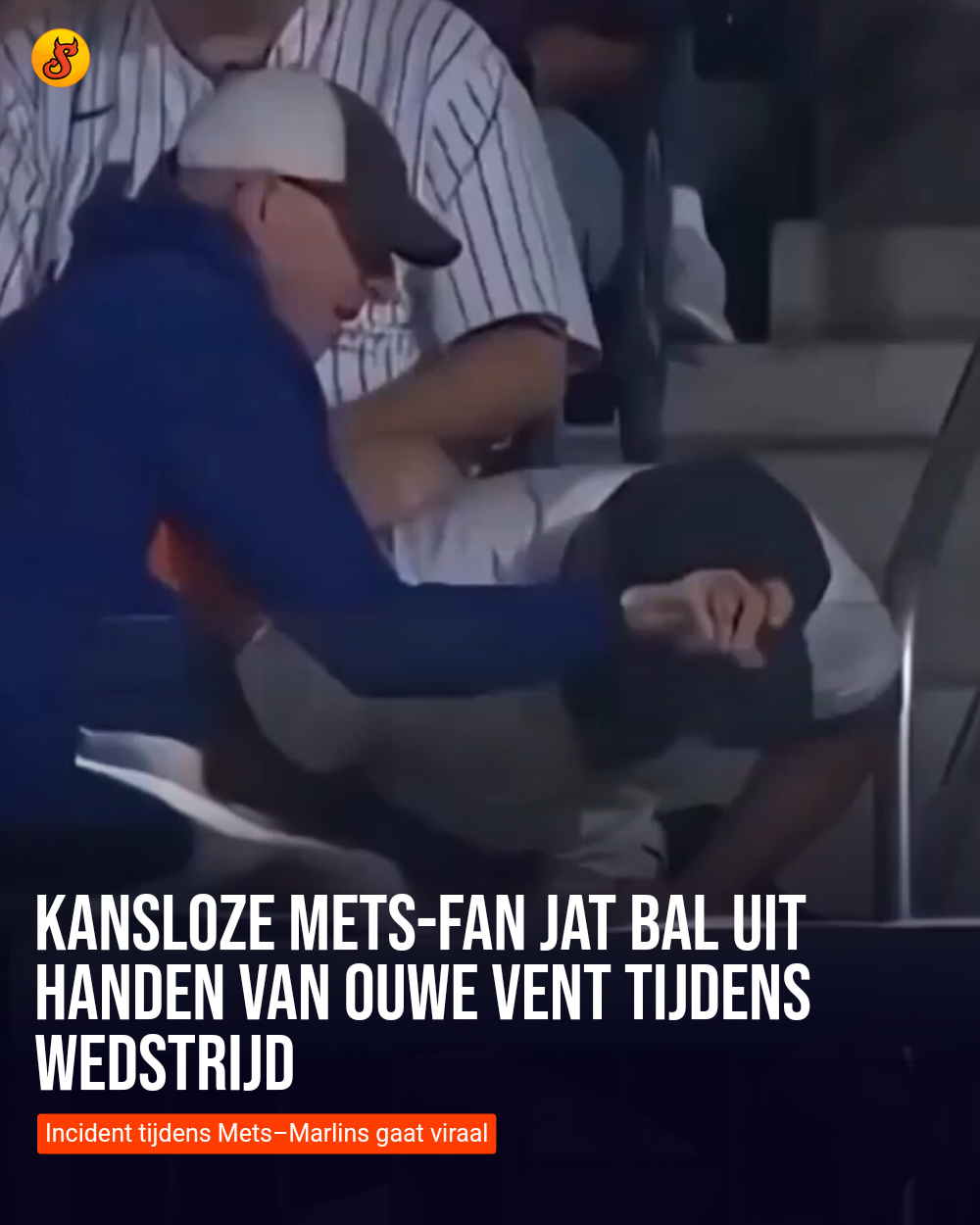 Kansloze Mets-fan jat bal uit handen van ouwe vent tijdens wedstrijd