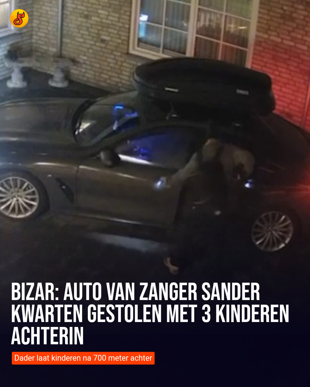 Bizar: Auto van zanger Sander Kwarten gestolen met 3 kinderen achterin