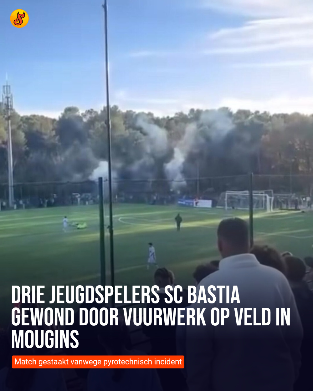 Drie jeugdspelers SC Bastia gewond door vuurwerk op veld in Mougins