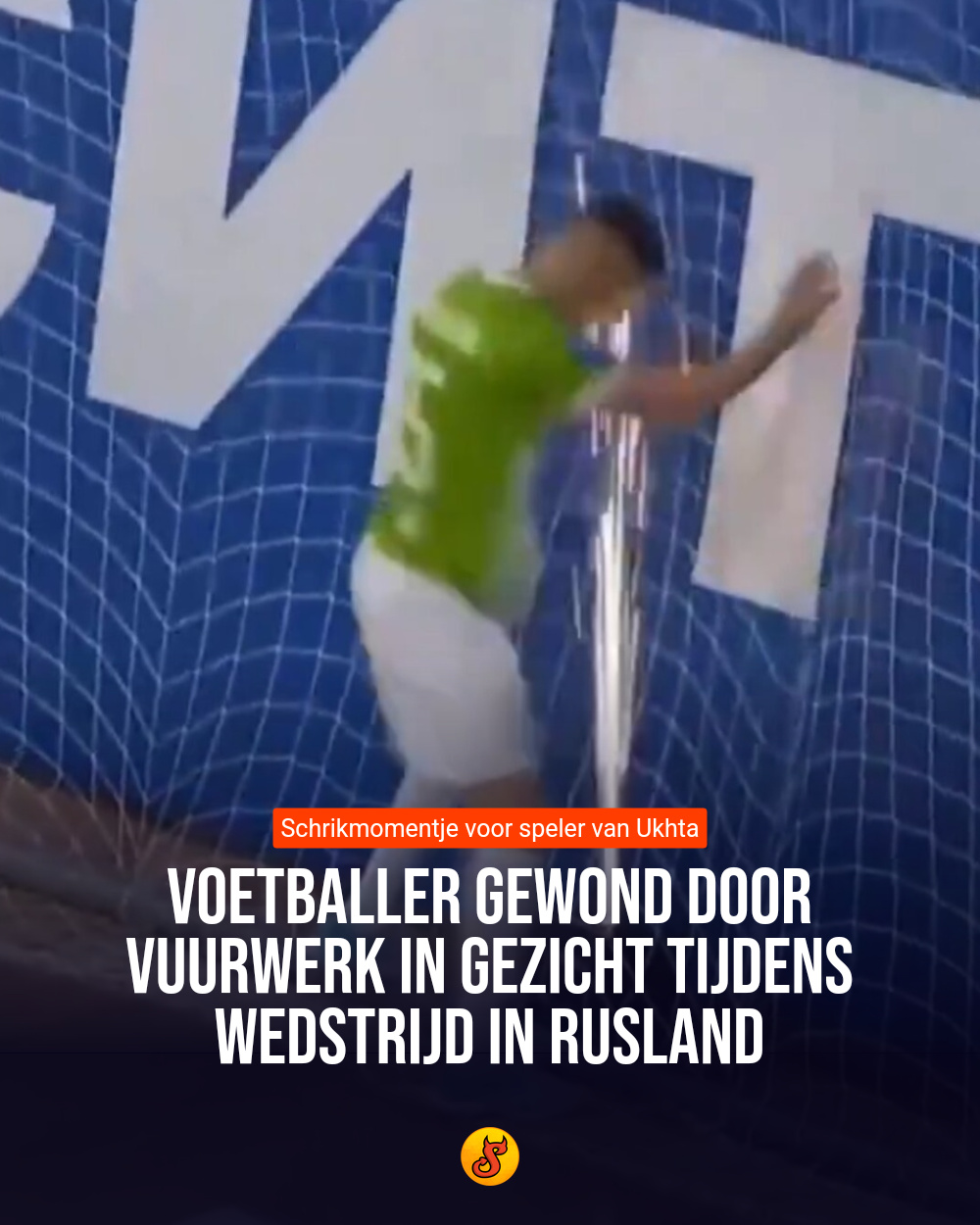 Voetballer gewond door vuurwerk in gezicht tijdens wedstrijd in Rusland