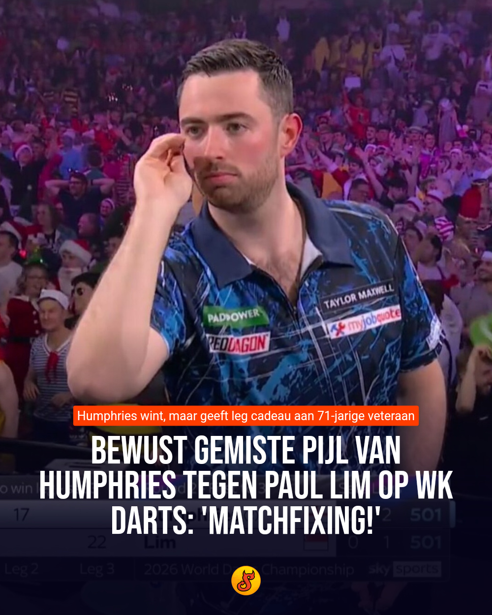 Bewust gemiste pijl van Humphries tegen Paul Lim op WK Darts: 'Matchfixing!'