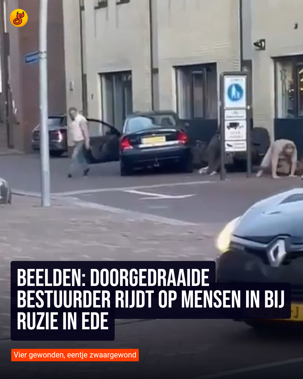 Beelden: Doorgedraaide bestuurder rijdt op mensen in bij ruzie in Ede
