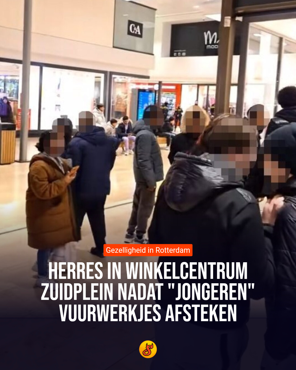 Herres in winkelcentrum Zuidplein nadat "jongeren" vuurwerkjes afsteken