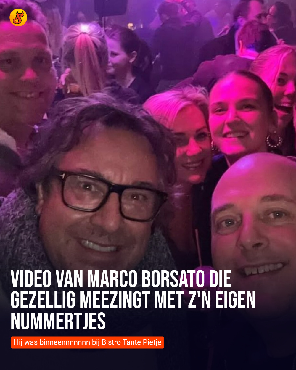 Video van Marco Borsato die gezellig meezingt met z'n eigen nummertjes