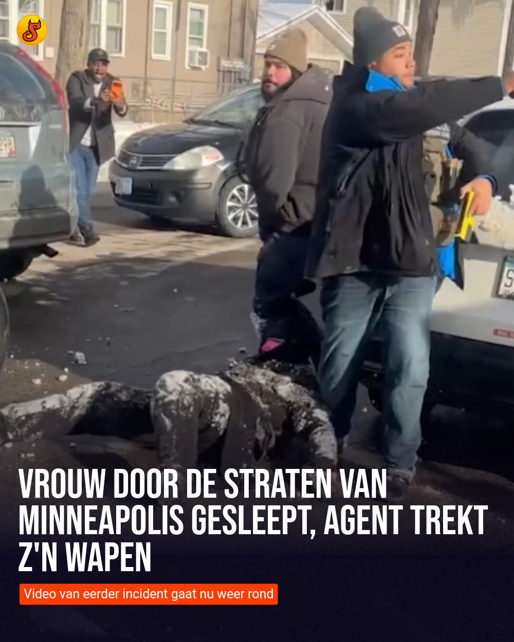 Vrouw door de straten van Minneapolis gesleept, agent trekt z'n wapen