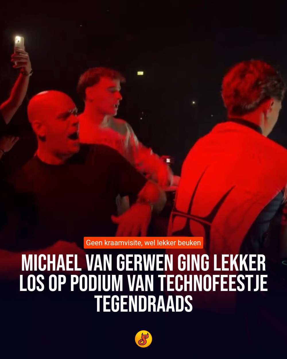 Michael van Gerwen ging lekker los op podium van technofeestje Tegendraads