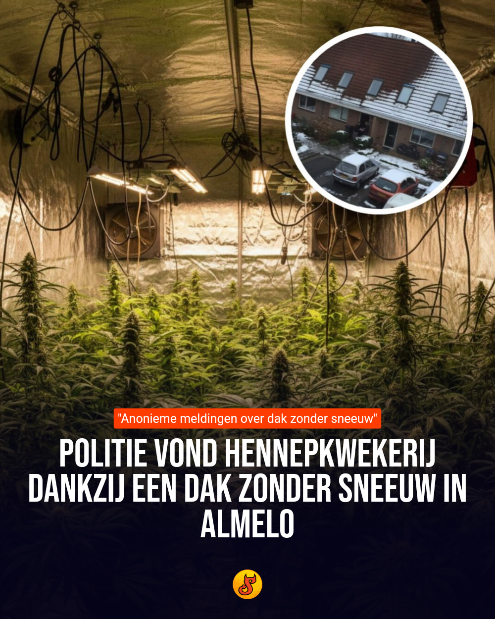 Politie vond hennepkwekerij dankzij een dak zonder sneeuw in Almelo