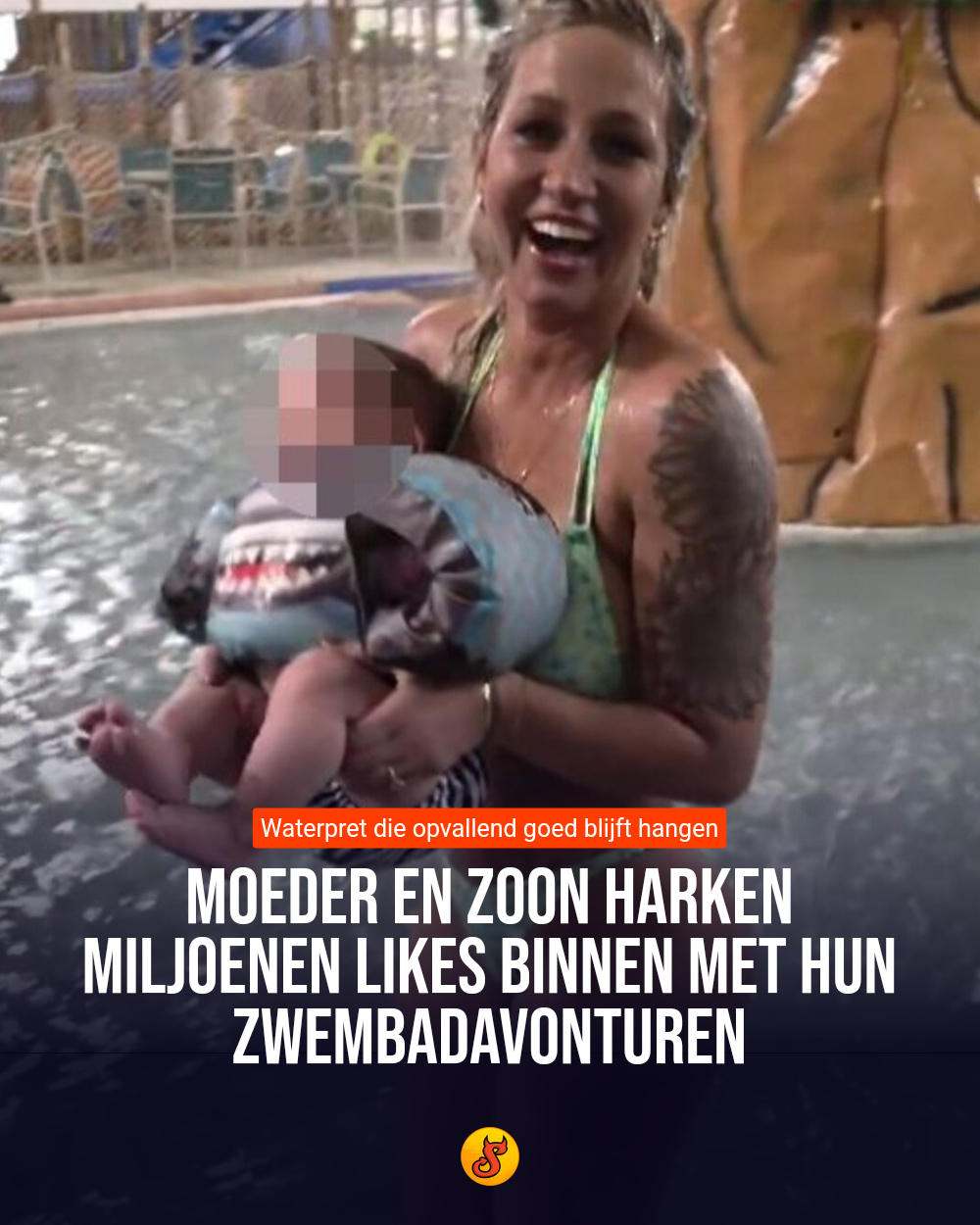 Moeder en zoon harken miljoenen likes binnen met hun zwembadavonturen