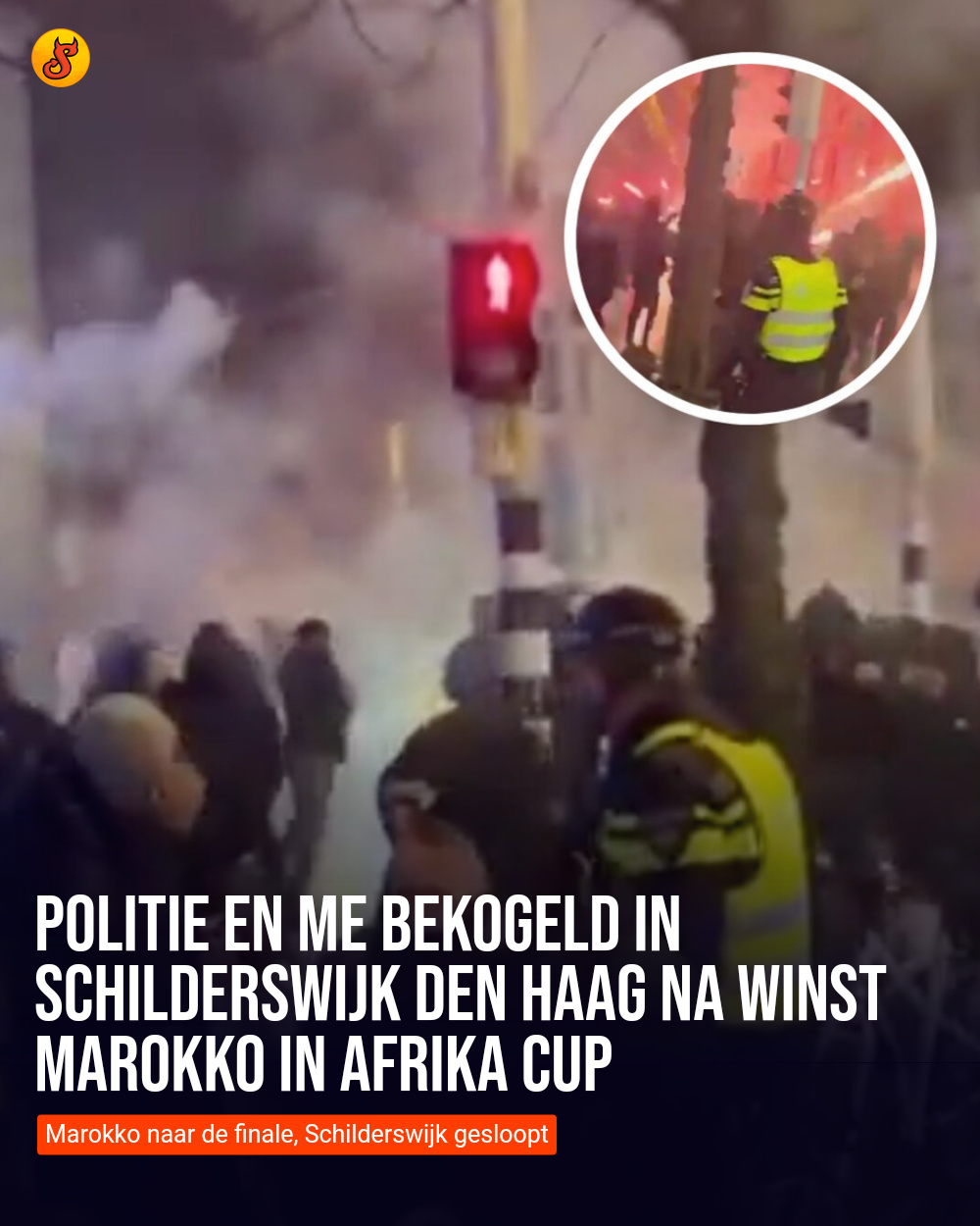 Politie en ME bekogeld in Schilderswijk Den Haag na winst Marokko in Afrika Cup