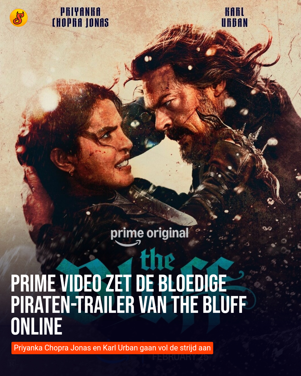 Prime Video zet de bloedige piraten-trailer van The Bluff online